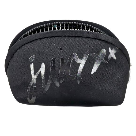 JUICY COUTURE BLACK COSMETIC CASE – 6x5x4" – LOGO FRONT + WATER-RESISTANT LINER - Picture 1 of 9